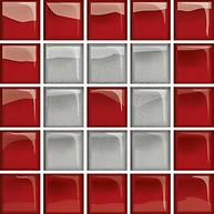 Glass Silver/Red Mosaic C New