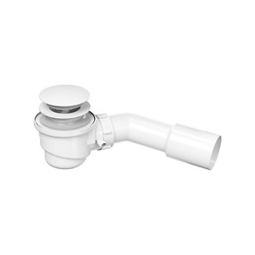 Weißer Badewannensiphon mit Click-Klak-Überlauf