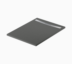 KONTRA by Meissen Keramik120 x 90 shower tray, graphite, outflow cover steel brushed