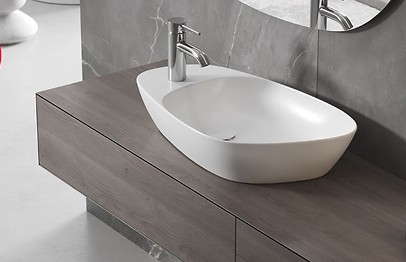 Collection KONTRA countertop washbasins white matt