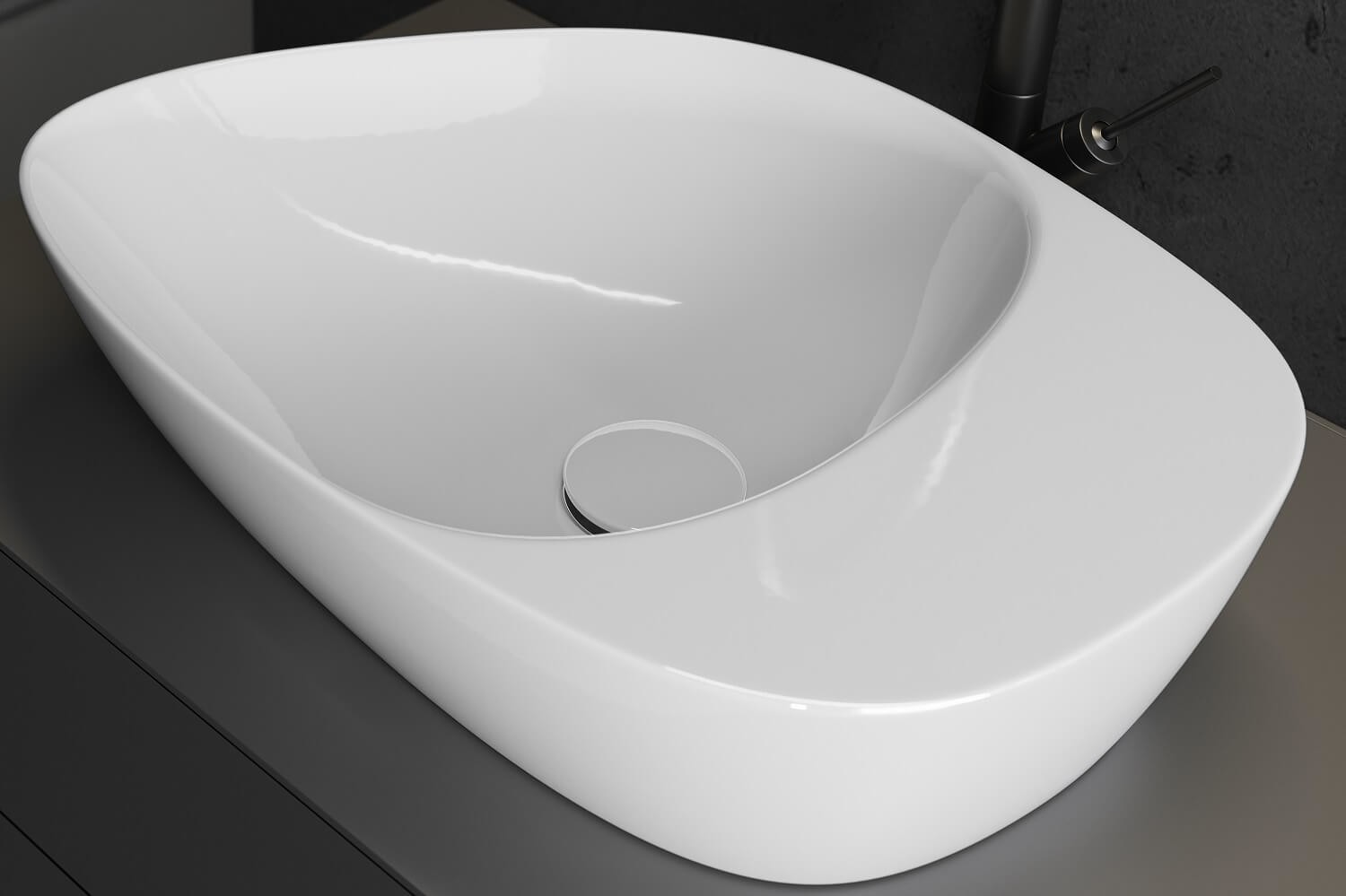KONTRA 48 countertop washbasin with Euro White shelf